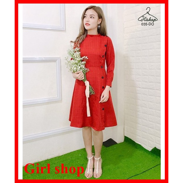⚡️[HÀNG CAO CẤP]Đầm Công Sở Kiểu Caro Phối Nút