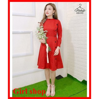 ⚡️đầm công sở kiểu caro phối nút
