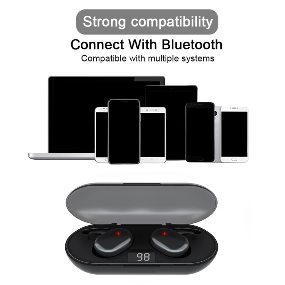 Tai Nghe Không Dây Hel + Q2 Tws Bluetooth 5.0 Cảm Ứng Giảm Tiếng Ồn Điện Thoại