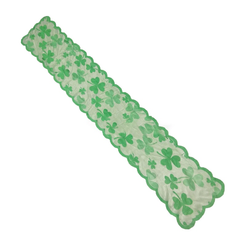 Khăn Trải Bàn Thêu Họa Tiết Cỏ Ba Lá Shamrock Màu Xanh Lá Dùng Trong Ngày Thánh Patrick