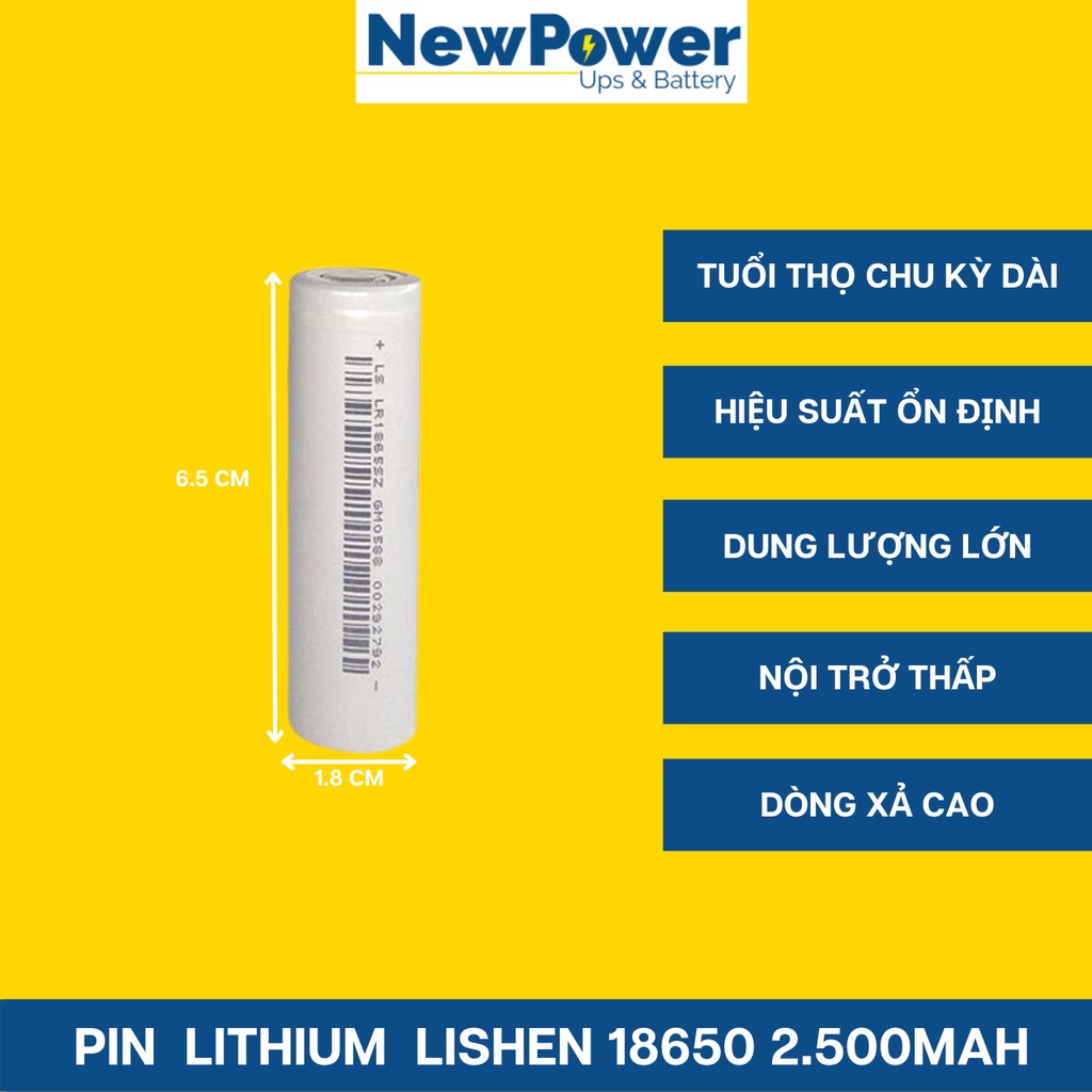 Pin lithium 18650 2500mAh,pin Lishen xám 2500mAh 3.7V 5C xả cao,hàng mới 100%