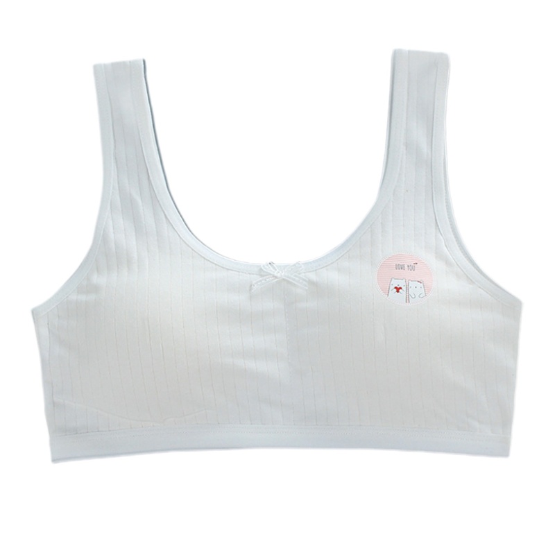 Brroa Áo lót vải cotton Không Dây In Họa Tiết Gấu Hoạt Hình Có Gân Đệm Mút Dành Cho Tuổi Teen / Bé Gái