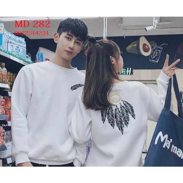 Áo đôi thu đông hình lông vũ đẹp nhất