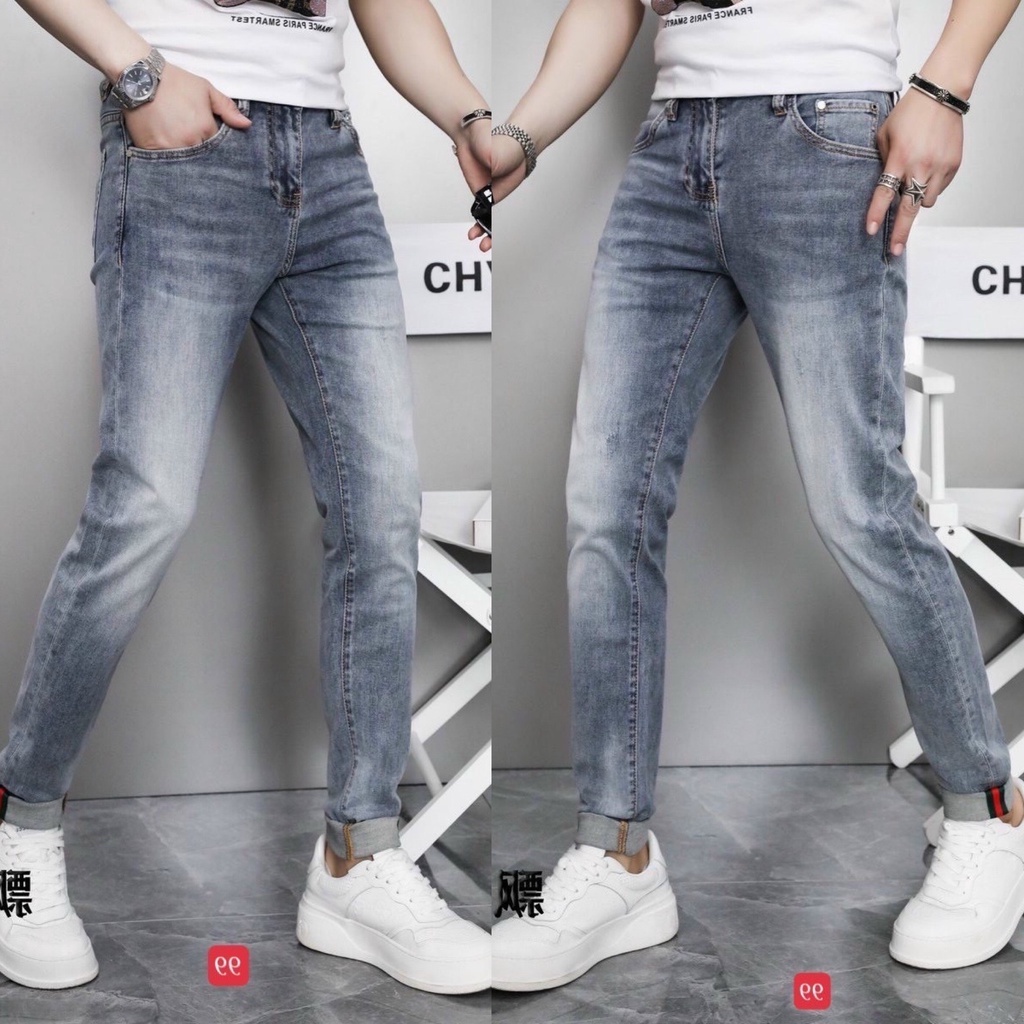 Quần jean nam xanh trơn chất bò cao cấp co dãn 4 chiều đẹp from dáng skinny mẫu mới thời trang cao cấp beautiulgilr T11