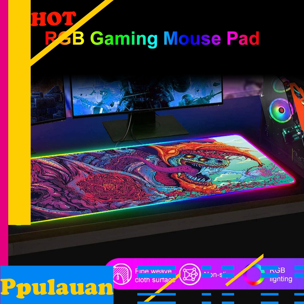 Miếng Lót Chuột Gaming Tích Hợp Đèn Led 13 Bóng Hình Sư Tử Tuyết