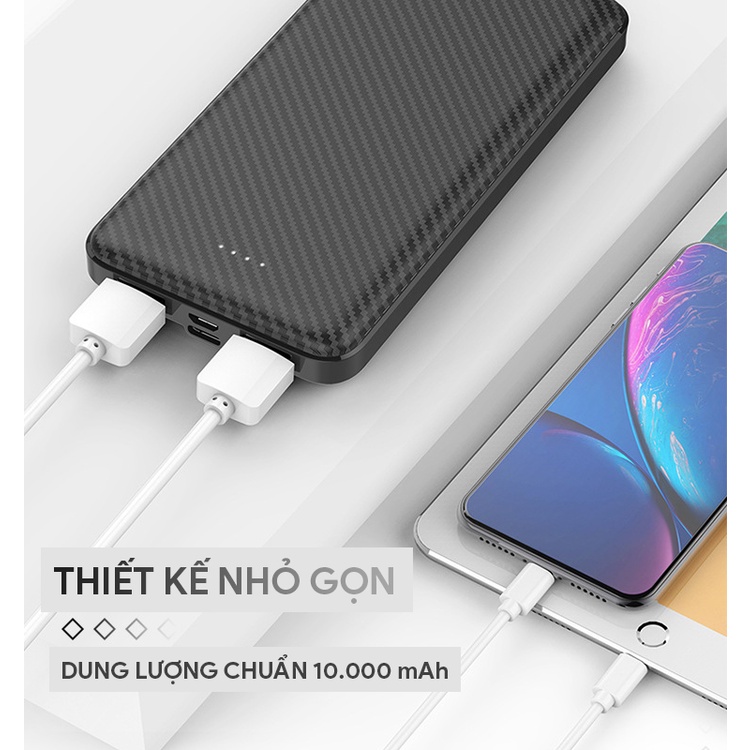 Sạc dự phòng,không dây RUTEX 10000mAh dung lượng chuẩn hỗ trợ đầu ra USB và TypeC với đèn báo nguồn LED - BH 12 Tháng