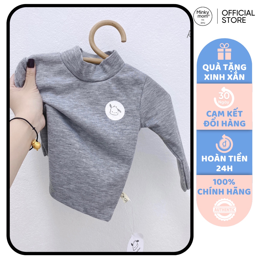 [SALE] Áo Dài Tay Bé Gái, Bé Trai MIMONRI Cổ Cao 3P In Hình Cún Con, Áo Thun Cho Bé Mặc Nhà Thu Đông KWAD2204