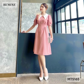 Đầm sơ mi cổ nhọn tùng ly BEMINE MT5165HONG