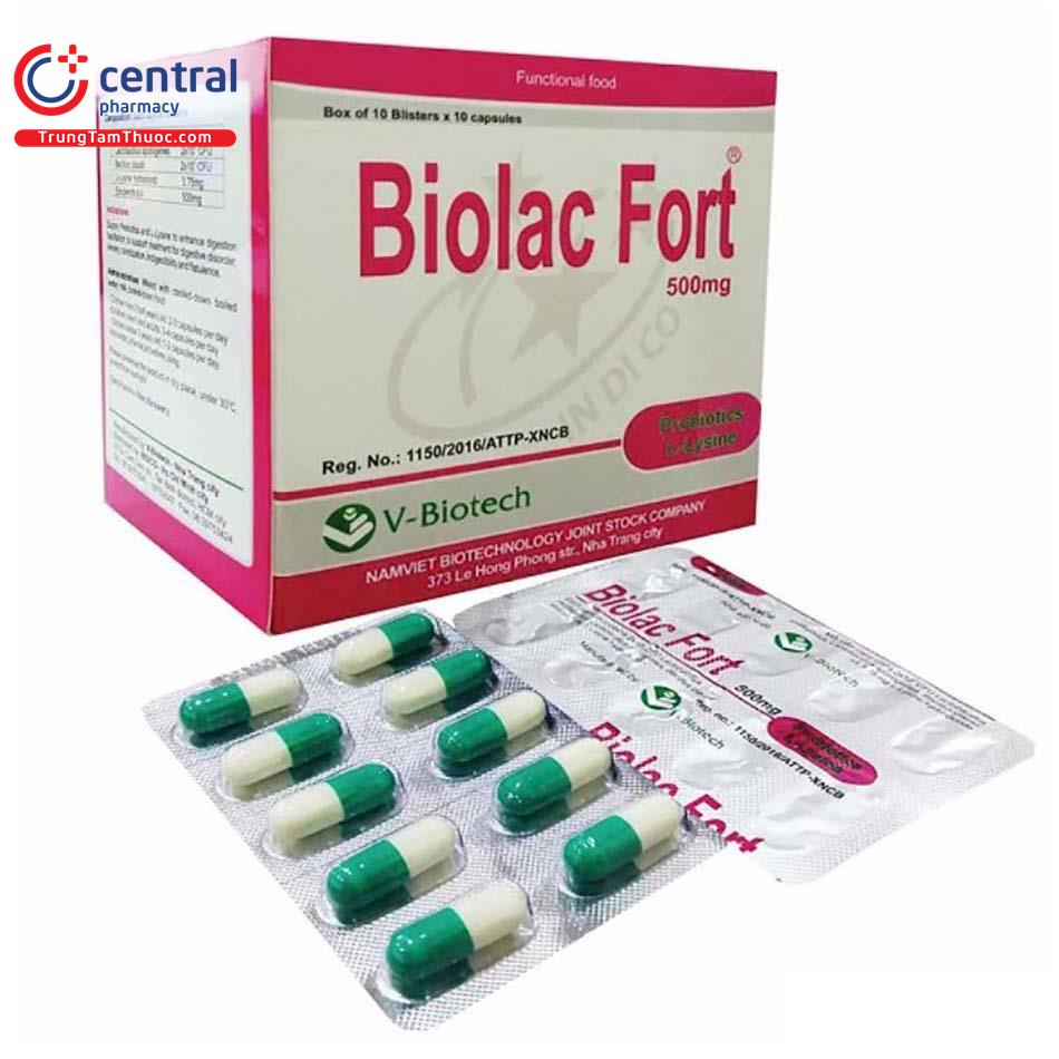 Men tiêu hóa BIOLAC FORT Hộp 100 viên Hỗ trợ đầy hơi, trướng bụng, ợ chua, ăn không tiêu, kích thích ăn ngon