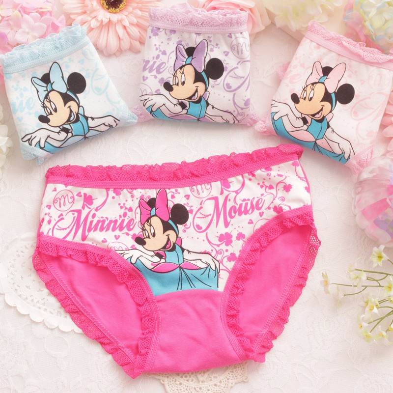 Bộ 3 quần lót cotton in hình chuột Mickey đáng yêu dành cho bé gái
