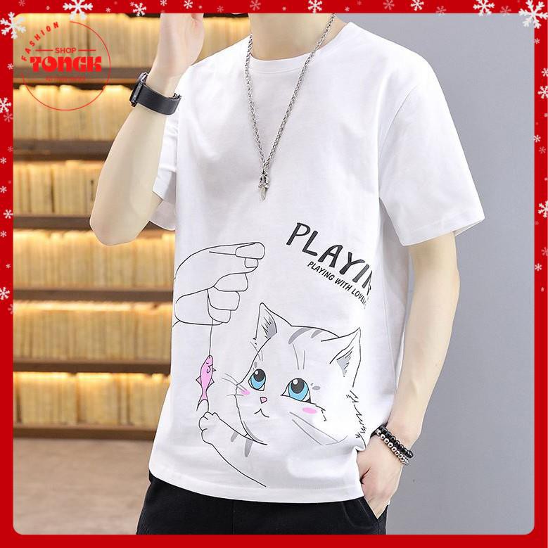 Áo thun tay lỡ Unisex MÈO CUTE OneSize chuẩn ATL159