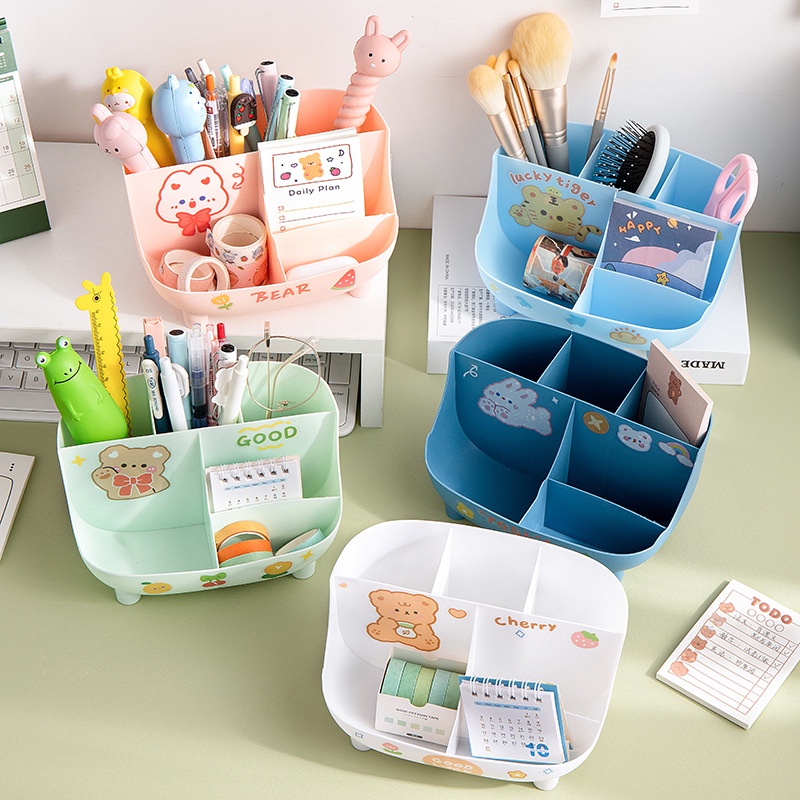 Hộp Đựng Bút Để Bàn Học, Làm Việc Tặng Sticker Dán