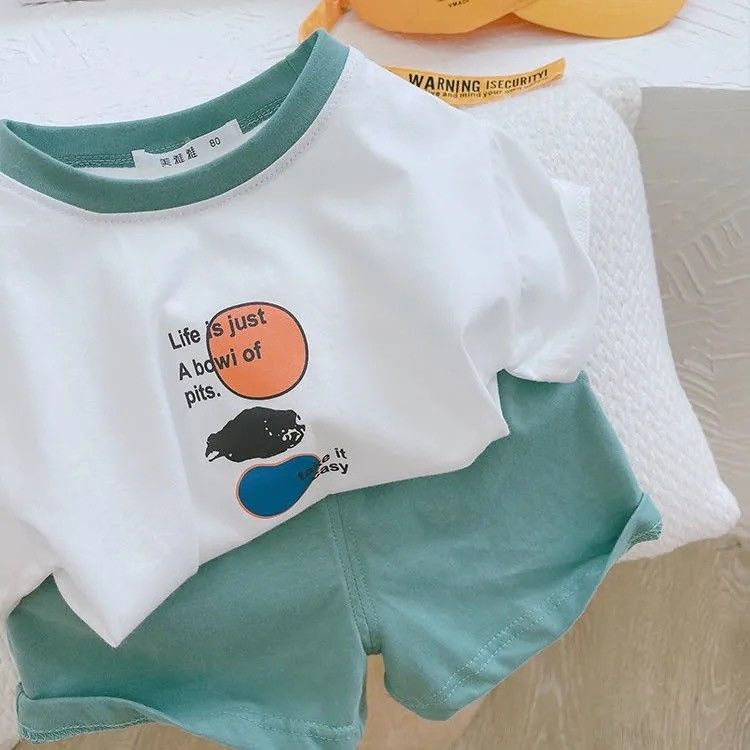 Set Áo Thun Tay Ngắn In Hình Hoạt Hình + Quần Short Thời Trang Mùa Hè Cho Bé Trai 2023