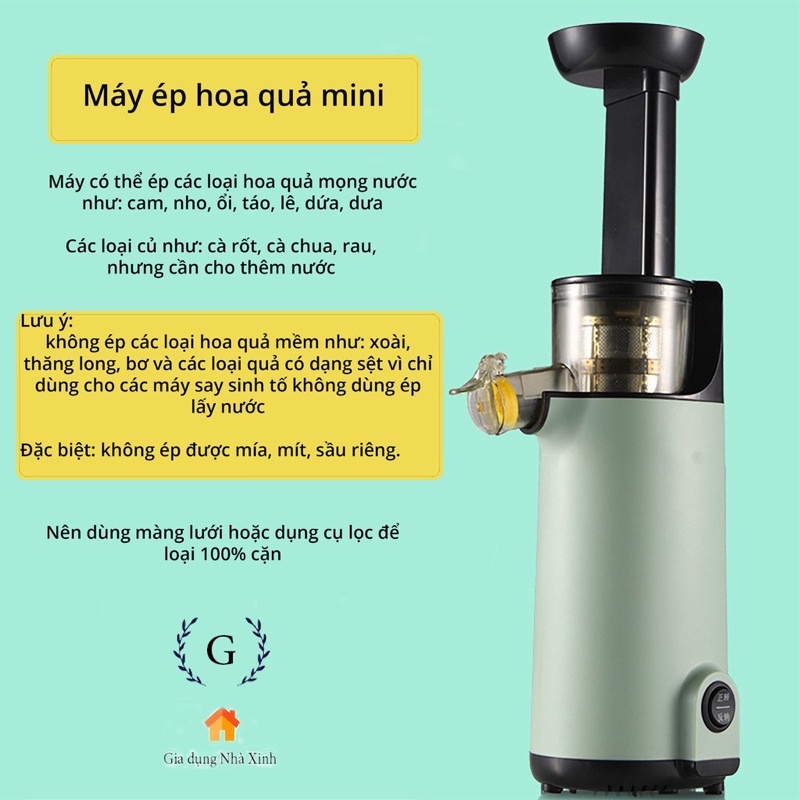 Máy ép chậm mini , ép hoa quả, rau quả hoàng hậu tiện dụng deal Sock