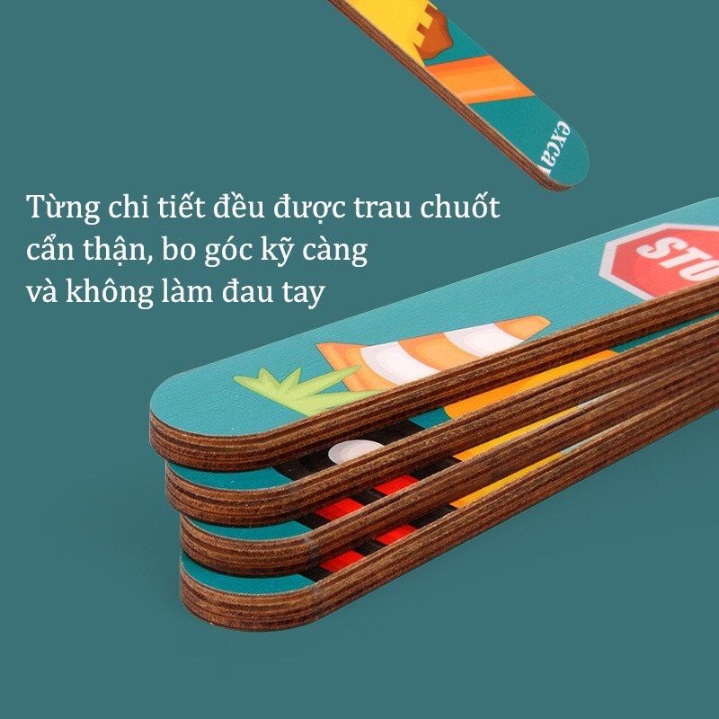 Tranh ghép hình gỗ 2 mặt bằng que kem cho bé | Đồ chơi trí tuệ