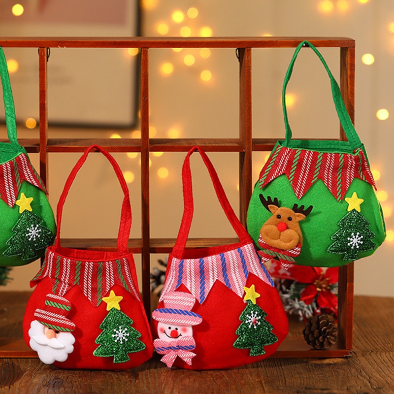 Dễ Thương Túi Tote Vải Mini Nhiều Màu Sắc Treo Trang Trí Giáng Sinh