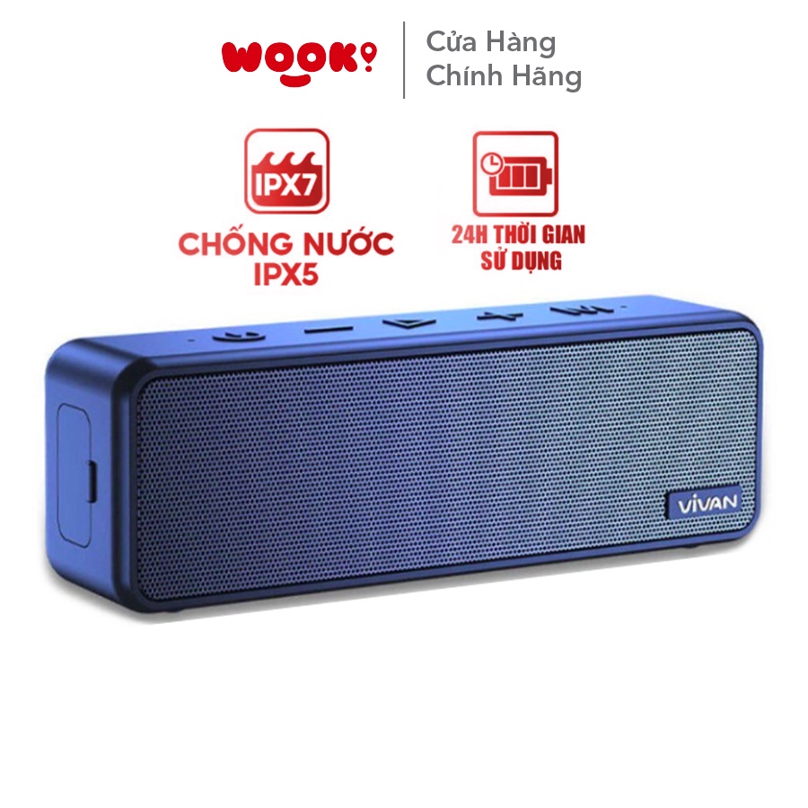 Loa Bluetooth Bass Mạnh 5.0 VIVAN VS20 Chống Nước Công Suất Lớn 20W Playtime đến 24H Hỗ trợ thẻ Micro SD và cổng AUX