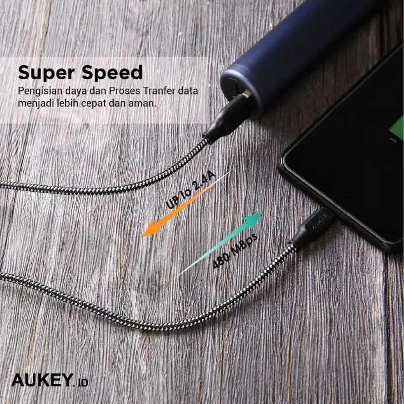 Dây Cáp Sạc Aukey Cb-Bam2 Micro Usb 2m Dây Bện Nylon