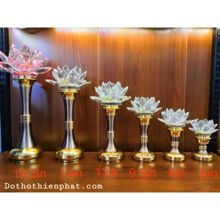 Cặp đèn thờ đá pha lê 9.5in