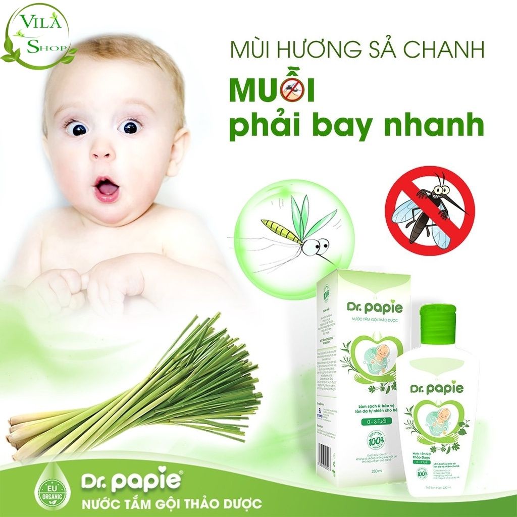 Nước Tắm Thảo Dược Dr Papie 230ml Cho Bé Giúp Ngăn Ngừa Và Giảm Các Vấn Đề Về Da