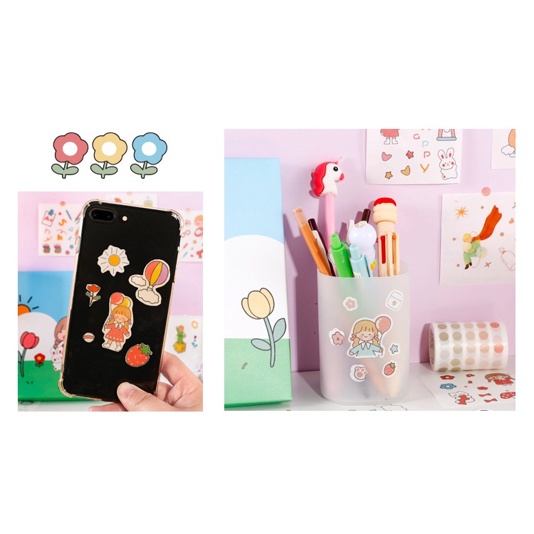 Set 100 Miếng Dán Họa Tiết Hoạt Hình Sáng Tạo Trang Trí Sổ Tay/Nhật Ký