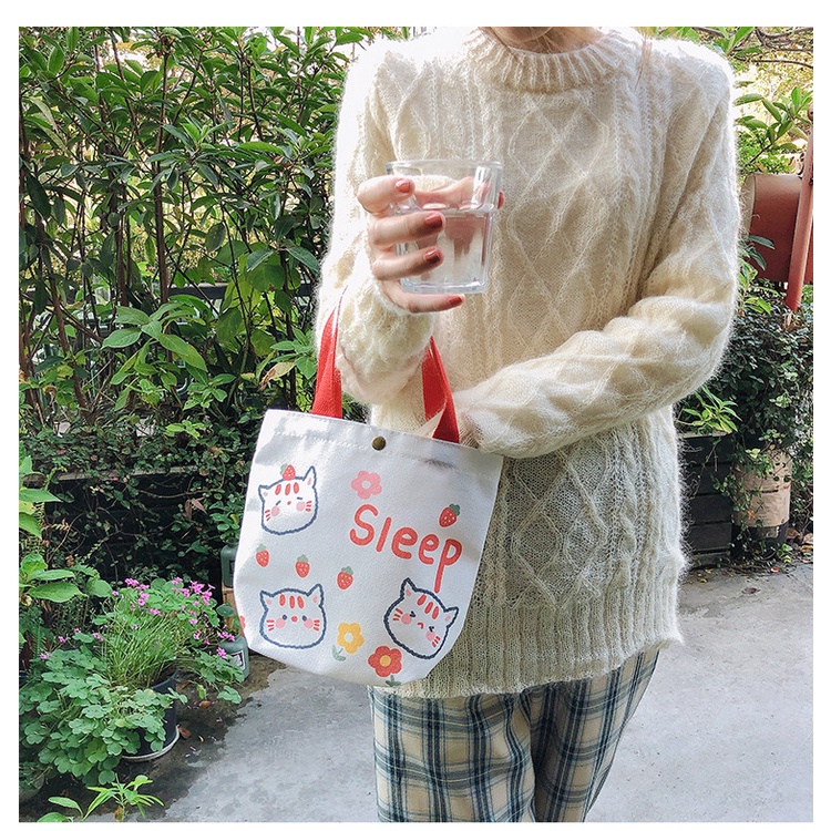 Túi tote vải mini in hình thỏ cute