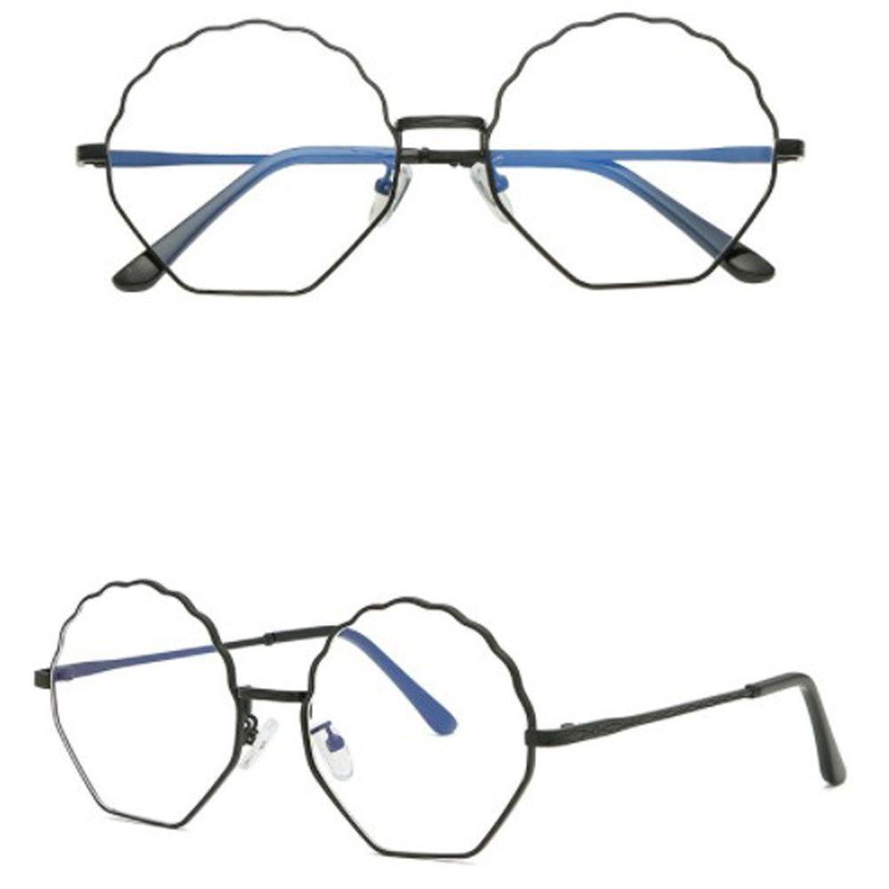 Mắt Kính Chống Bức Xạ Gọng Kim Loại Hình Bông Hoa Màu Xanh Dương Phong Cách Cổ Điển Thời Trang Cho Nữ