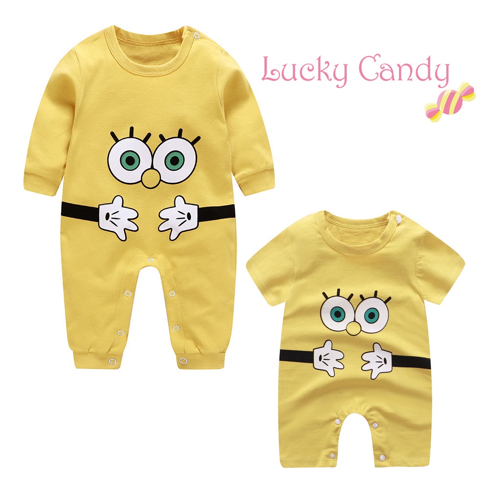 Bộ Áo Liền Quần Vải Cotton Mỏng Tay Ngắn Màu Kẹo Dễ Thương Cho Bé