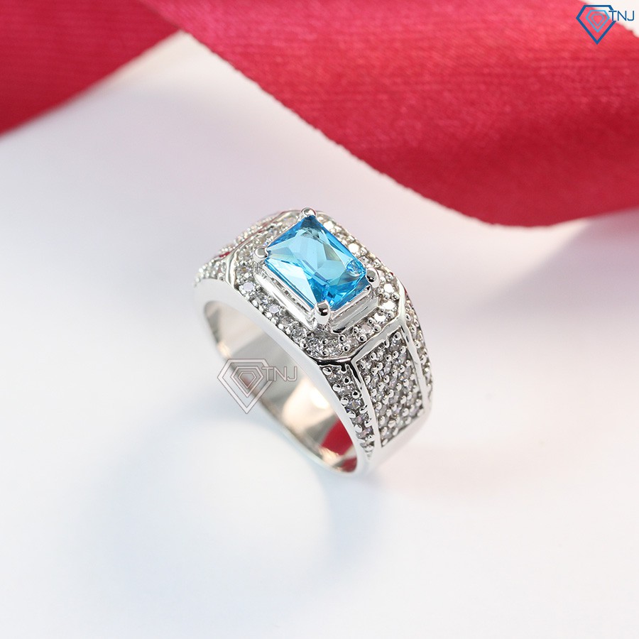 Nhẫn bạc nam đẹp đính đá xanh dương sang trọng NNA0096 Trang Sức TNJ