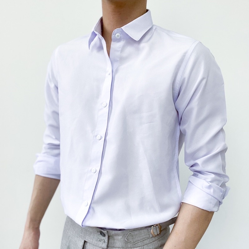 Áo sơ mi nam dài tay hàn quốc form ôm trẻ trung vải lụa hàn thấm hút mồ hôi vạt áo đuôi tôm slimfit