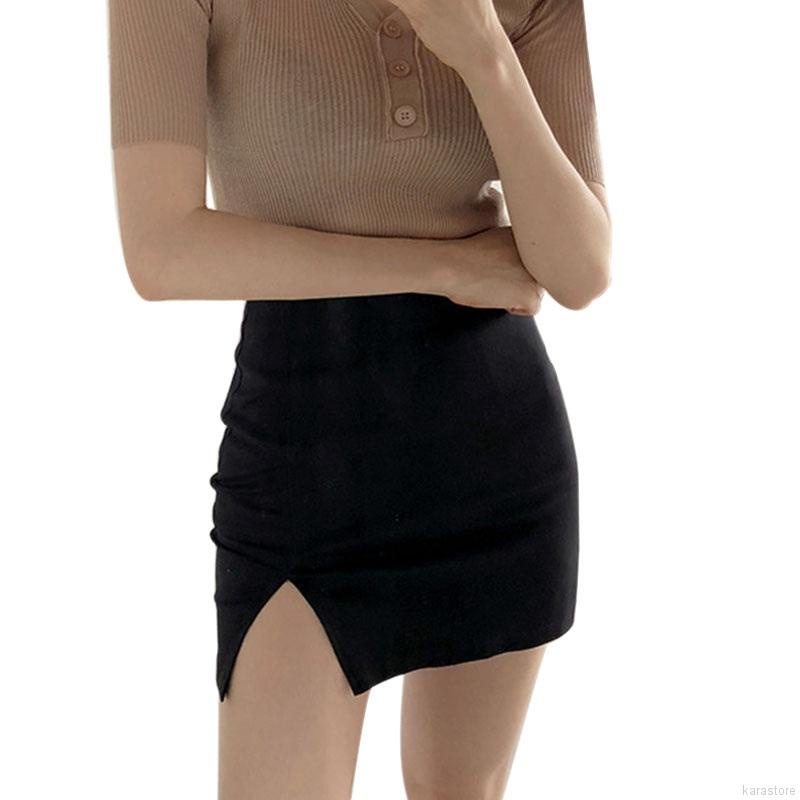 Chân váy lưng cao màu trơn xẻ tà quyến rũ thời trang dành cho nữ