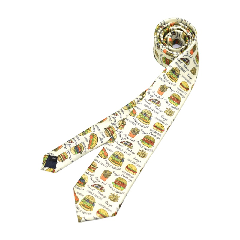 Cà Vạt Lụa Polyester In Hình Cá Mập / Khoai Tây Chiên Hoạt Hình Sáng Tạo Vui Nhộn Cho Nam Và Nữ Nec