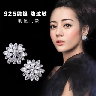 Hoa tai bạc pha lê bông tuyết