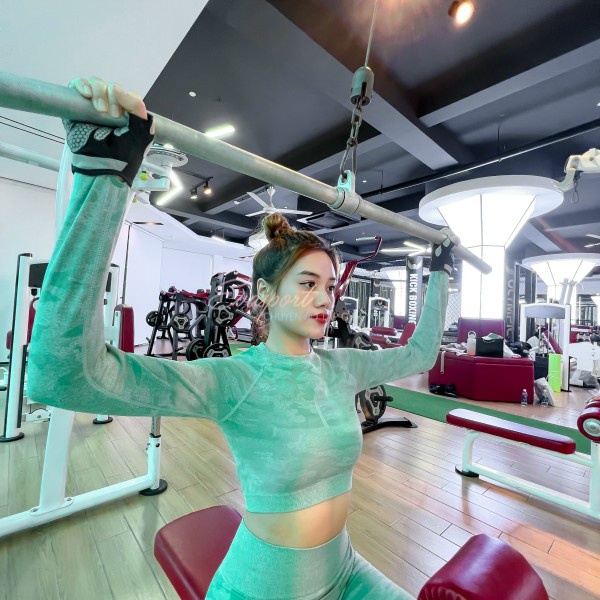 Áo tập gym nữ [Camo Sameless] cao cấp hàng nội địa Trung Quốc, chất dệt kim, co giãn tốt,  Hot Trend 2020 - EvaSport.VN