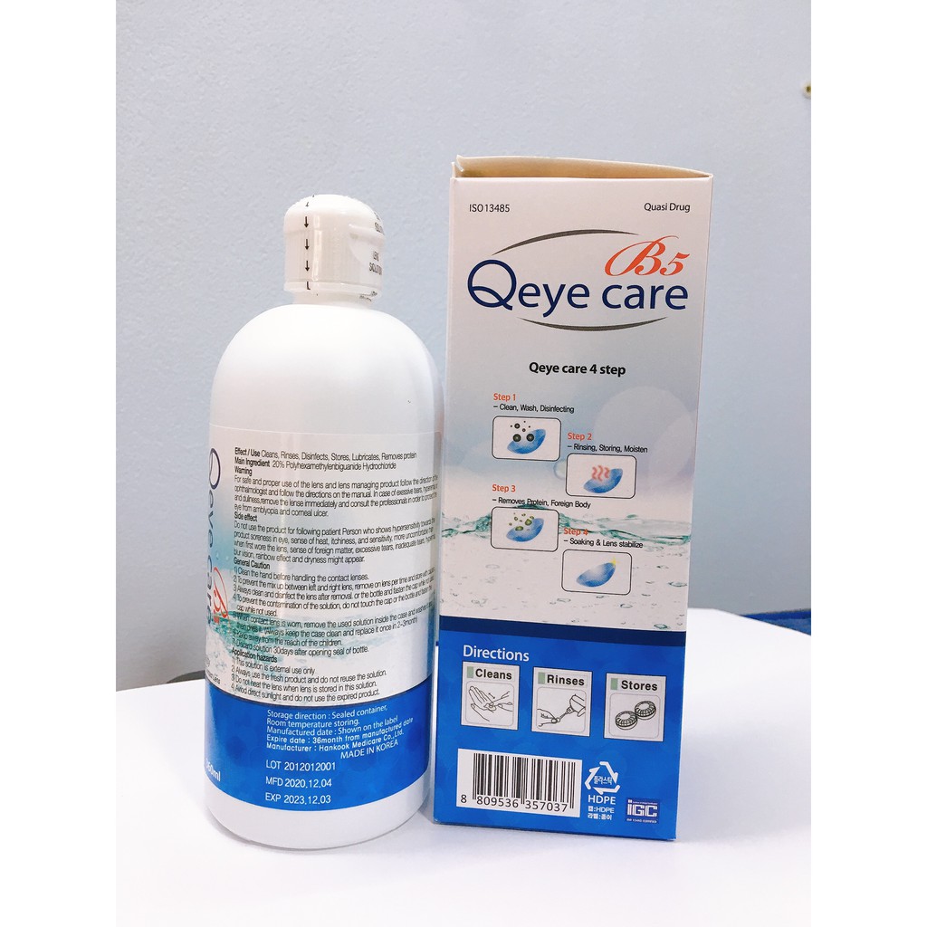 Nước ngâm lens Qeye Care 360ml- dung dịch ngâm rửa kính áp tròng Hàn Quốc date 2/2024- tặng khay