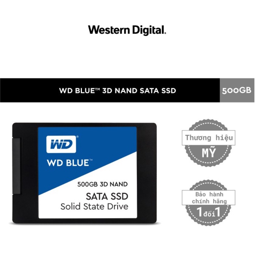 Ổ Cứng SSD WD Blue 3D NAND 500GB WD WDS500G2B0A (2.5 inch) - Hàng Chính Hãng