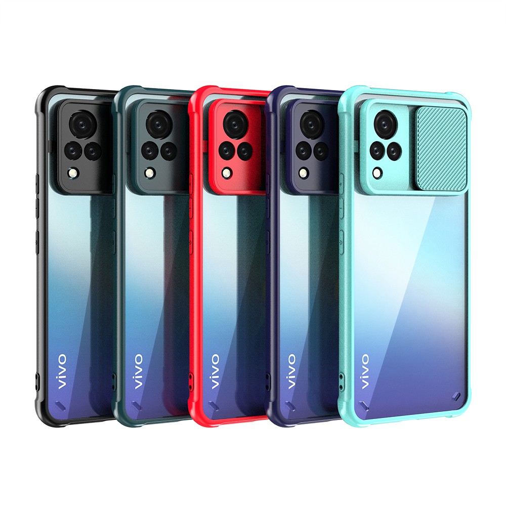 Ốp điện thoại trong suốt có nắp trượt bảo vệ camera cho VIVO V21 5G
