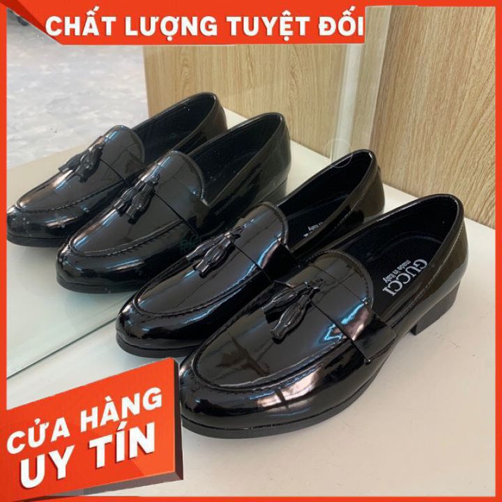 Giày tây nam da bóng | đính chuông phong cách mới