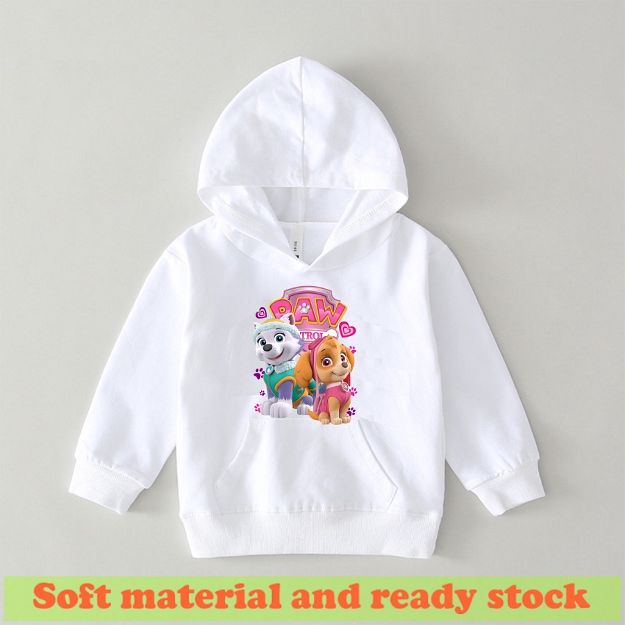 Áo Hoodie màu trắng in hình paw patrol đội chó cứu hộ đủ size cho bé trai bé gái