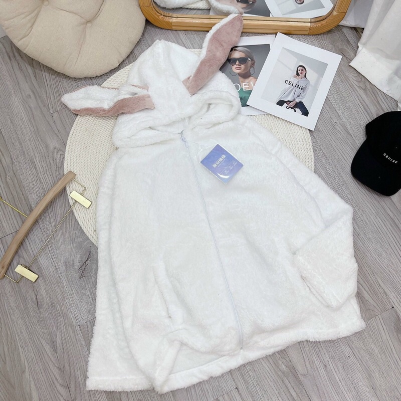 Áo khoác mũ thỏ lông cho mùa đông , áo lông mũ tai thỏ phong cách dễ thương - ẢNH THẬT CUỐI | BigBuy360 - bigbuy360.vn