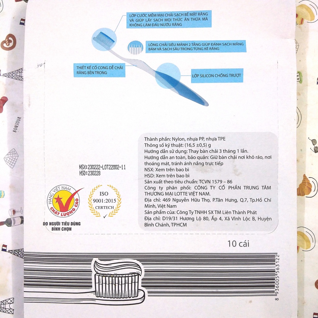 Bàn chải đánh răng LOTTE CHOICE Việt Nam sạch trắng toothbrush mảng bám lông siêu mềm nướu