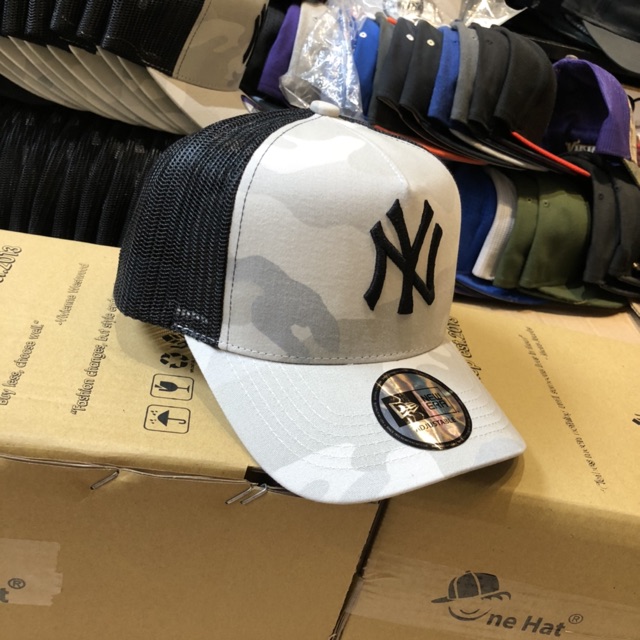 Nón Lưỡi trai fom Vuông Trucker logo NE NY chất cứng đẹp