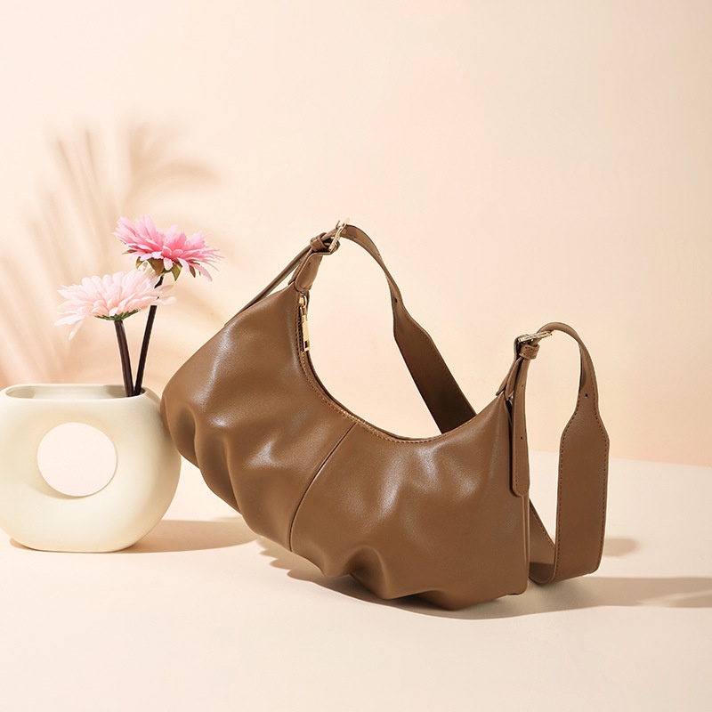 Túi đeo vai kiểu dáng bánh bao phối dây khóa kéo phong cách Hàn Quốc thời trang cho nữ IELGY