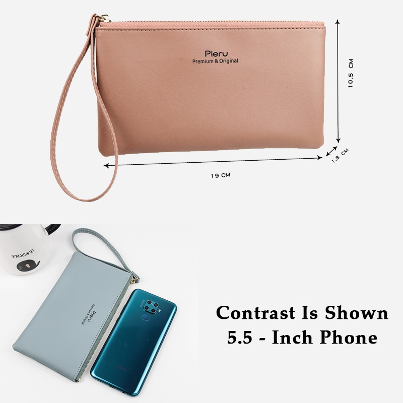 Phụ nữ Ví dây kéo Clutch Da PU Màu rắn Ví dài