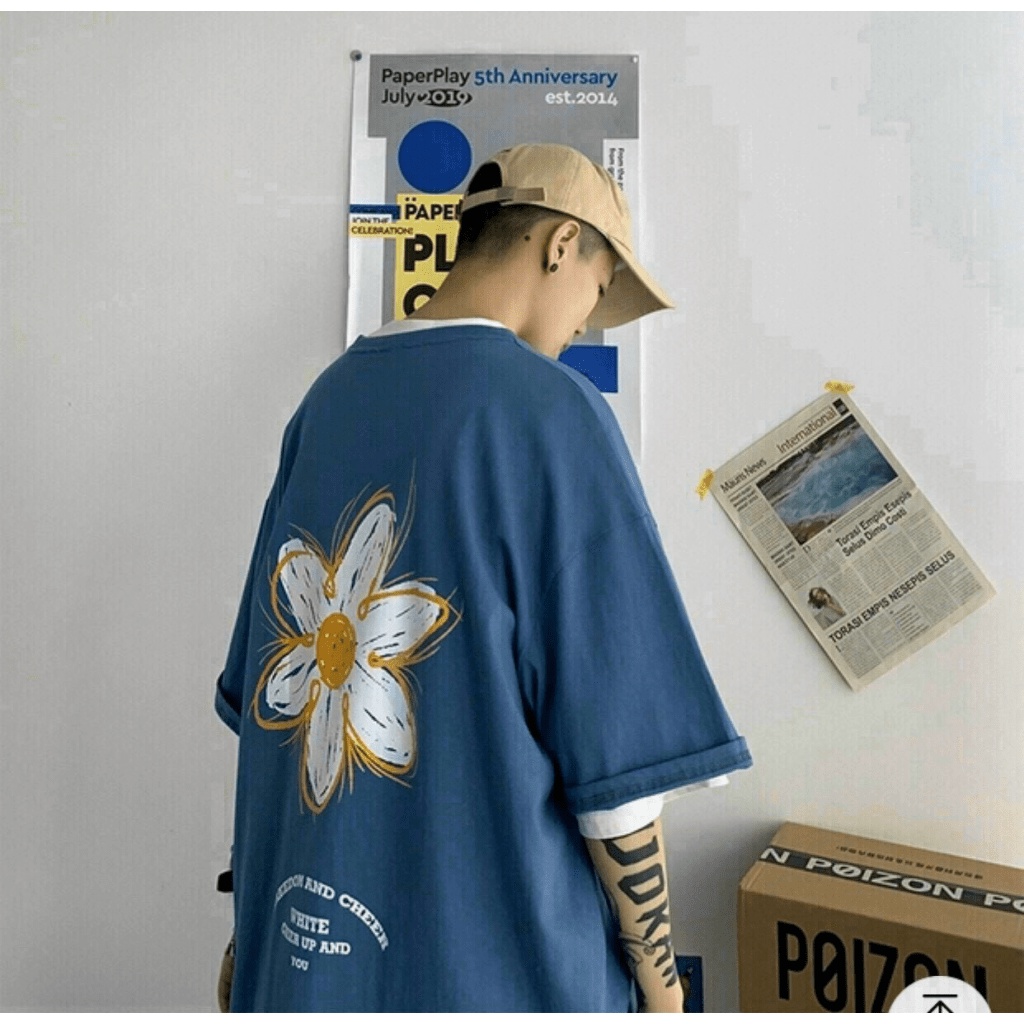 ÁO THUN NAM UNISEX HOA 5 CÁNH FORM RỘNG CỰC HOT