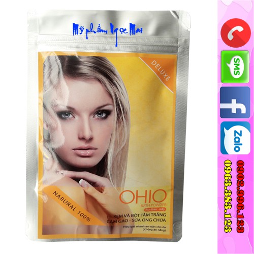 Kem và bột tắm trắng tinh chất Cám gạo và Sữa ong chúa OHIO ỐC SÊN NEW DAY (100g)