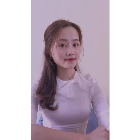 Áo dài lụa trắng nơ cổ -ÁNH NGỌC