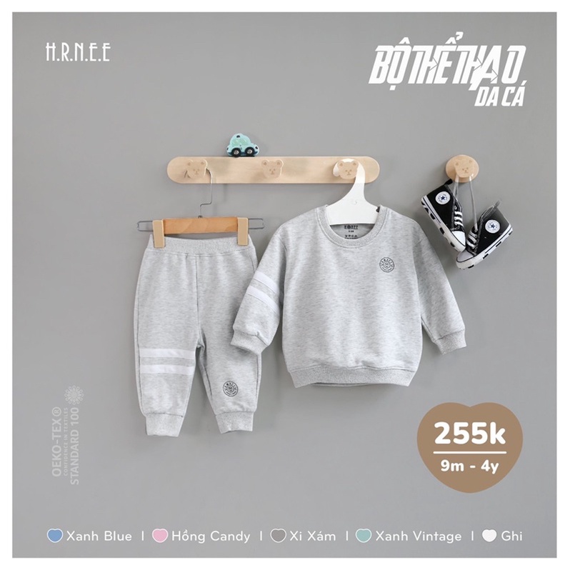 HRNEE ! Bộ quần áo thể thao nỉ da cá cho các bé yêu từ 6m-4y!
