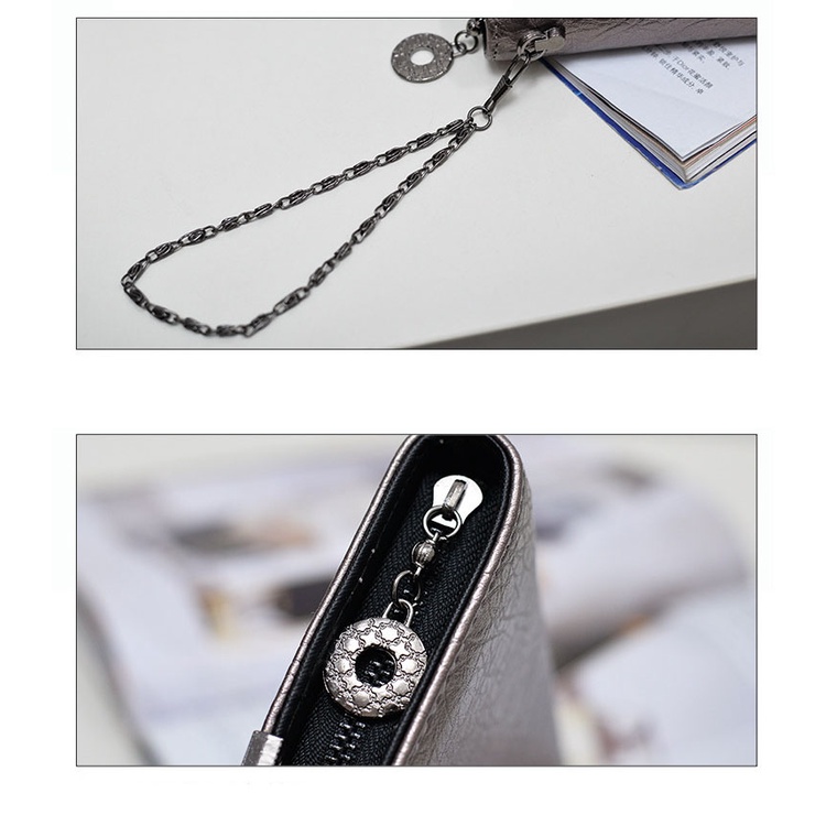 Ví Da PU Dài Chuwanglin Hình Đầu Lâu Cho Nữ