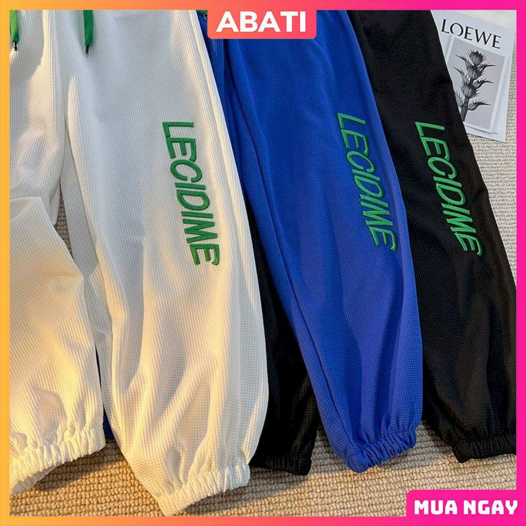 Quần jogger ống rộng nam nữ đẹp thêu chữ chất tổ ong cotton ABATI Quần dài bo gấu chun thể thao hàn quốc dày dặn QN03